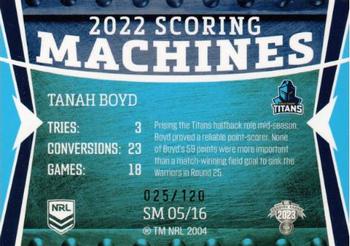 2023 NRL Traders Titanium - Scoring Machines #SM05 Tanah Boyd Back